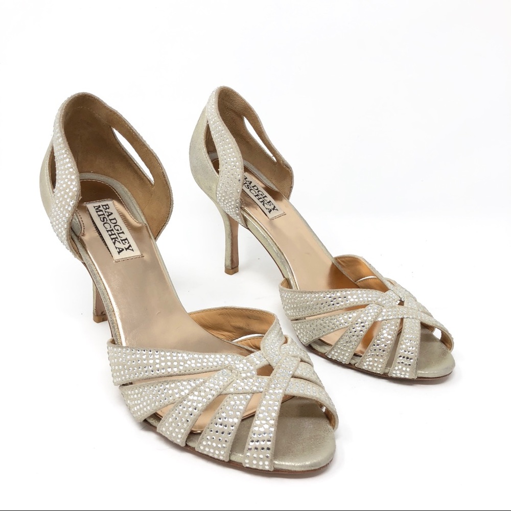 Badgley Mischka Tatiana Gold Heels SZ 7.5 Wedding